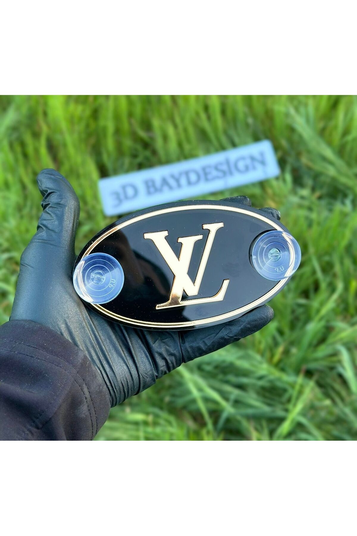 Etiketçilere Özel Oval (LOUIS VUTTION) Cam Süsü Pleksi Vantuzlu Arma