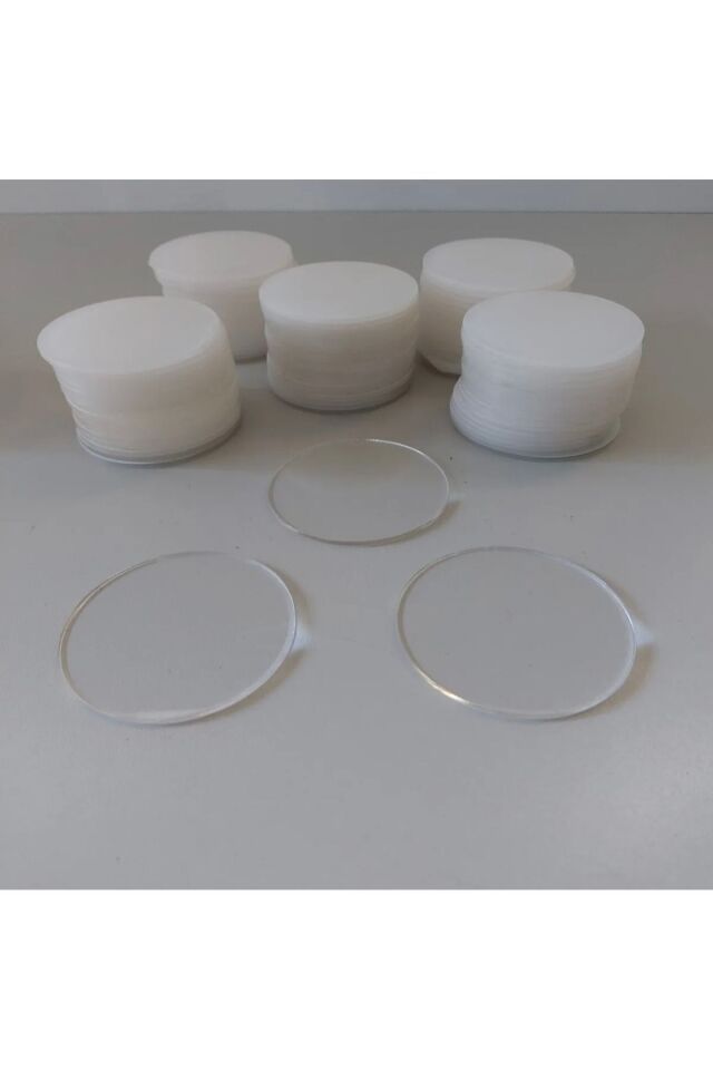 10 Adet Şeffaf Pleksi 7cm Çap Üzeri Boş Süslemeye Uygun