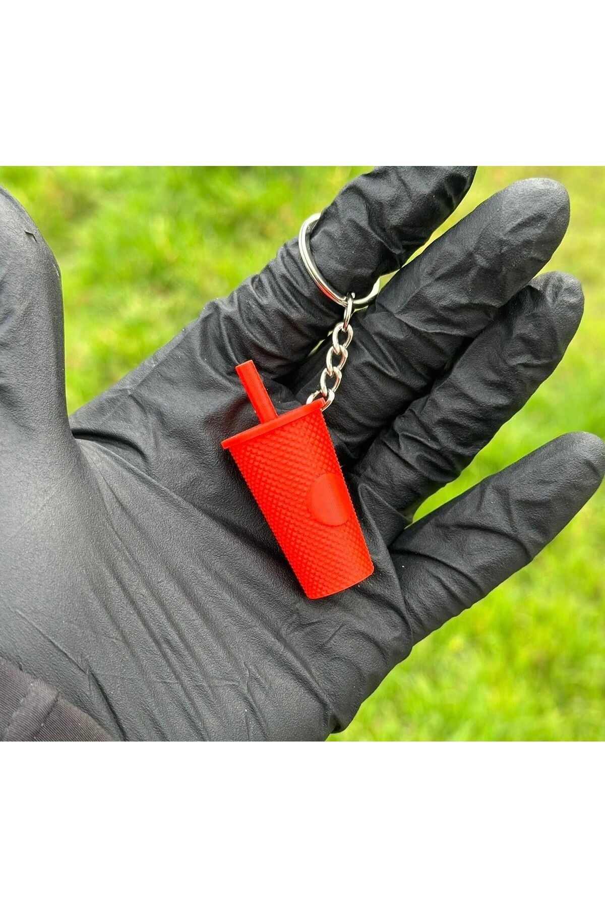 Kahve bardağı şirin anahtarlık (Kırmızı)