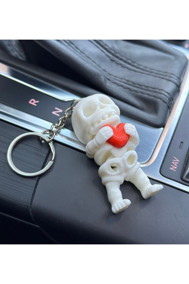 HAREKETLİ KALPLİ  MİNİK İSKELET ANAHTARLIK