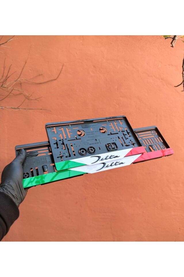 ITALY DELTA LÜKS PLEKSİ PLAKALIK (1 adet büyüt 1 adet küçük )(parlak siyah mat gri)