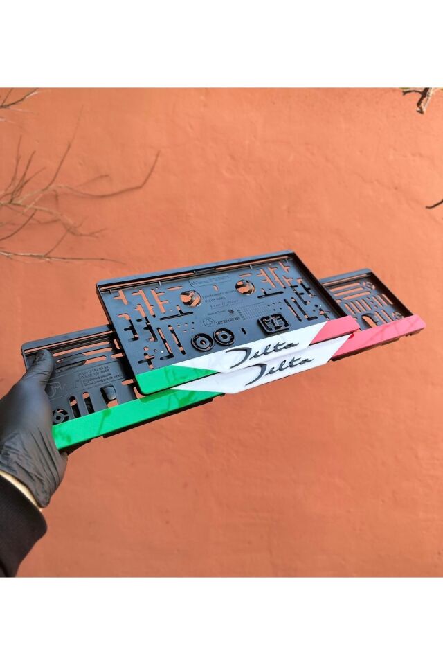 ITALY DELTA LÜKS PLEKSİ PLAKALIK (1 adet büyüt 1 adet küçük )(parlak siyah mat gri)