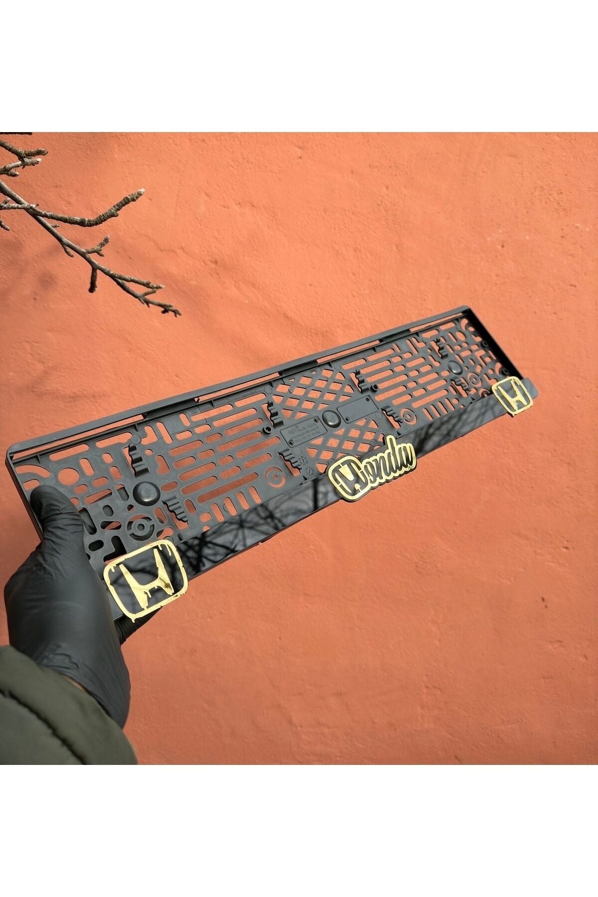 HONDA PLEKSİ PLAKALIK (2 adet büyük) (siyah-gold)