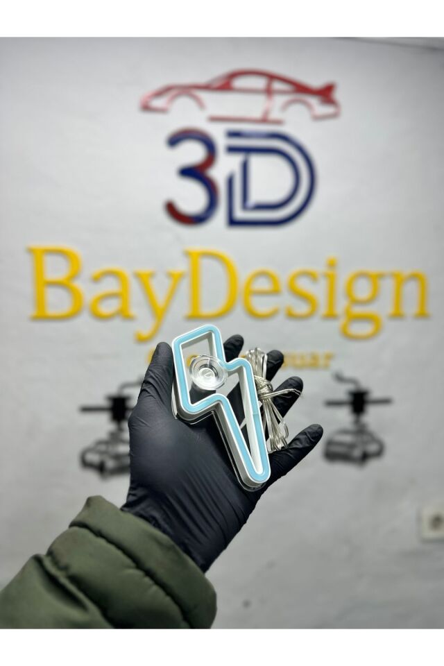 Araç içi neon led ışıklı dekor şimsek (12 volt vantuzlu BUZ MAVİ)