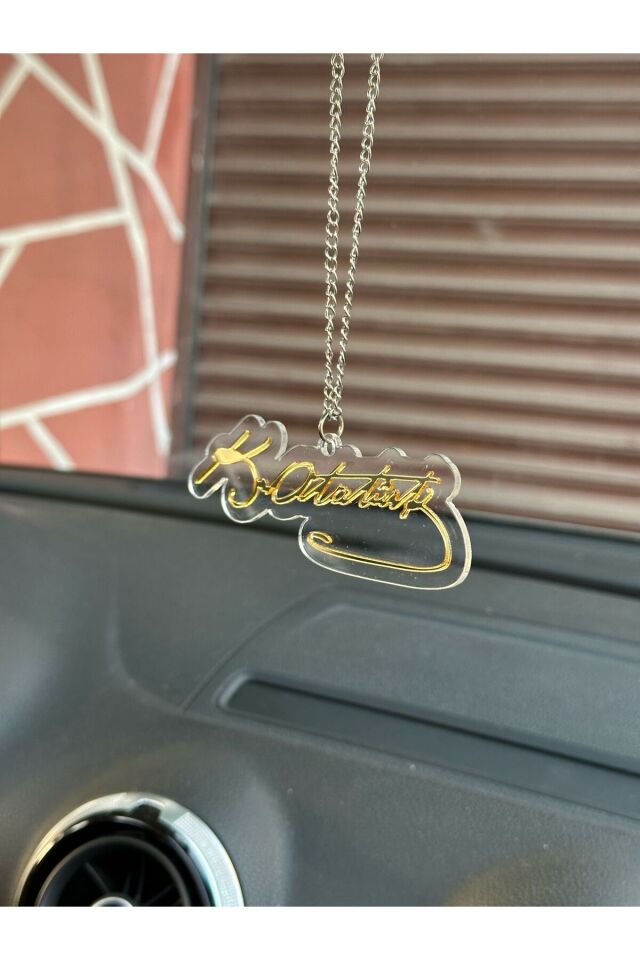 MUSTAFA KEMAL ATATÜRK İMZALI PLEKSİ AYNA SÜSÜ ( GOLD SEFFAF)