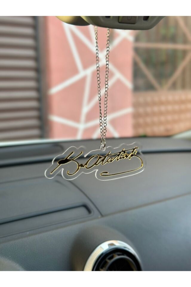 MUSTAFA KEMAL ATATÜRK İMZALI PLEKSİ AYNA SÜSÜ ( GOLD SEFFAF)