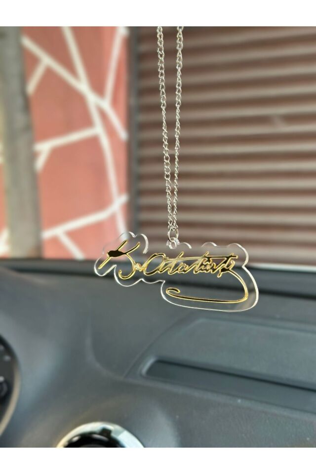MUSTAFA KEMAL ATATÜRK İMZALI PLEKSİ AYNA SÜSÜ ( GOLD SEFFAF)