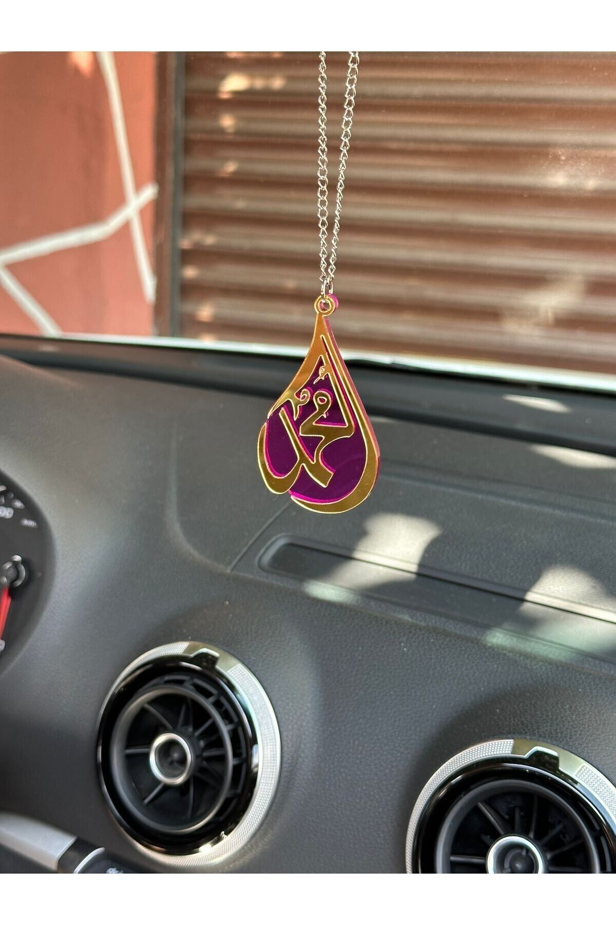 Aynalı pleksi damla muhammed motifli dikiz ayna süsü oto aksesuar araba süsü