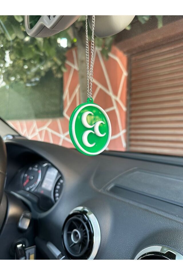 Üc hilal bozkurt dikiz ayna süsü (yeşil beyaz gri)