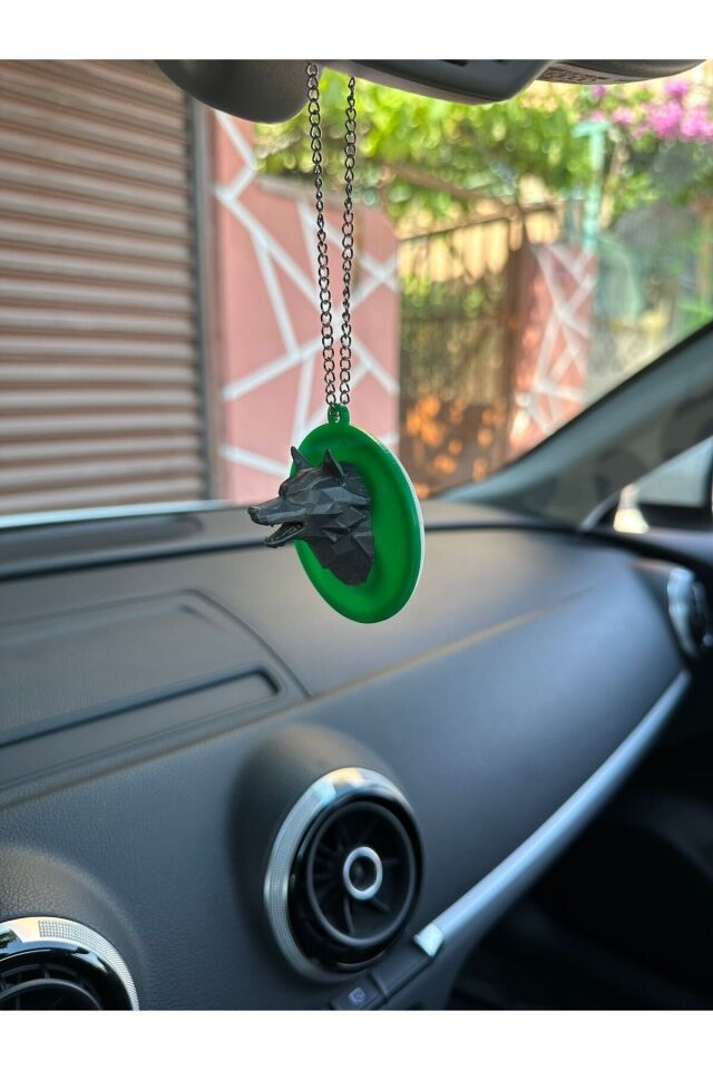 Üc hilal bozkurt dikiz ayna süsü (yeşil beyaz gri)