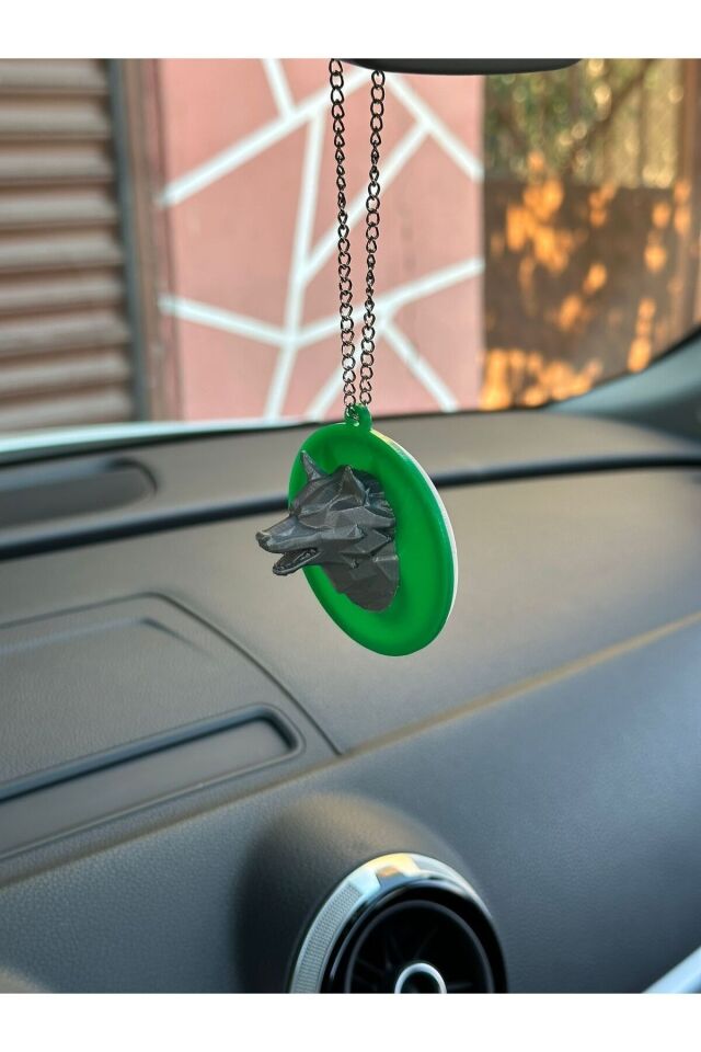 Üc hilal bozkurt dikiz ayna süsü (yeşil beyaz gri)