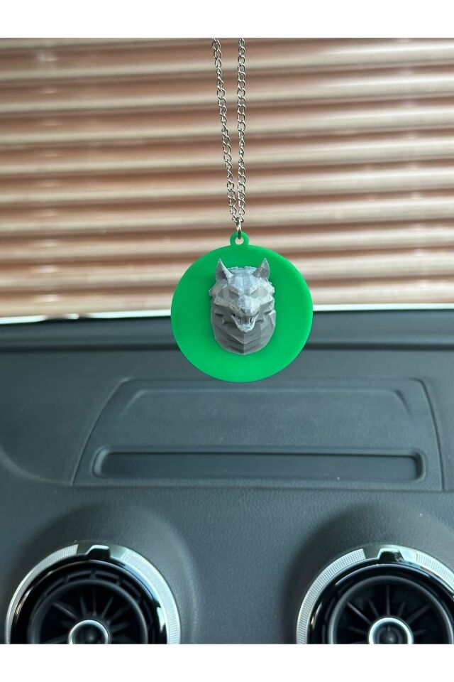 Üc hilal bozkurt dikiz ayna süsü (yeşil beyaz gri)