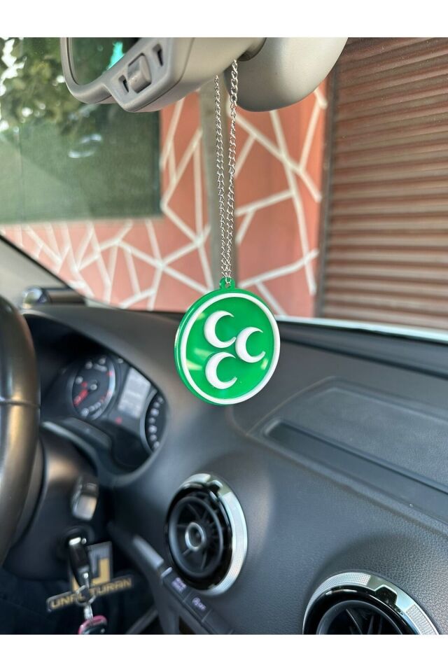 Üc hilal bozkurt dikiz ayna süsü (yeşil beyaz gri)