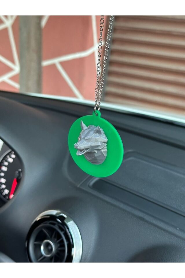 Üc hilal bozkurt dikiz ayna süsü (yeşil beyaz gri)