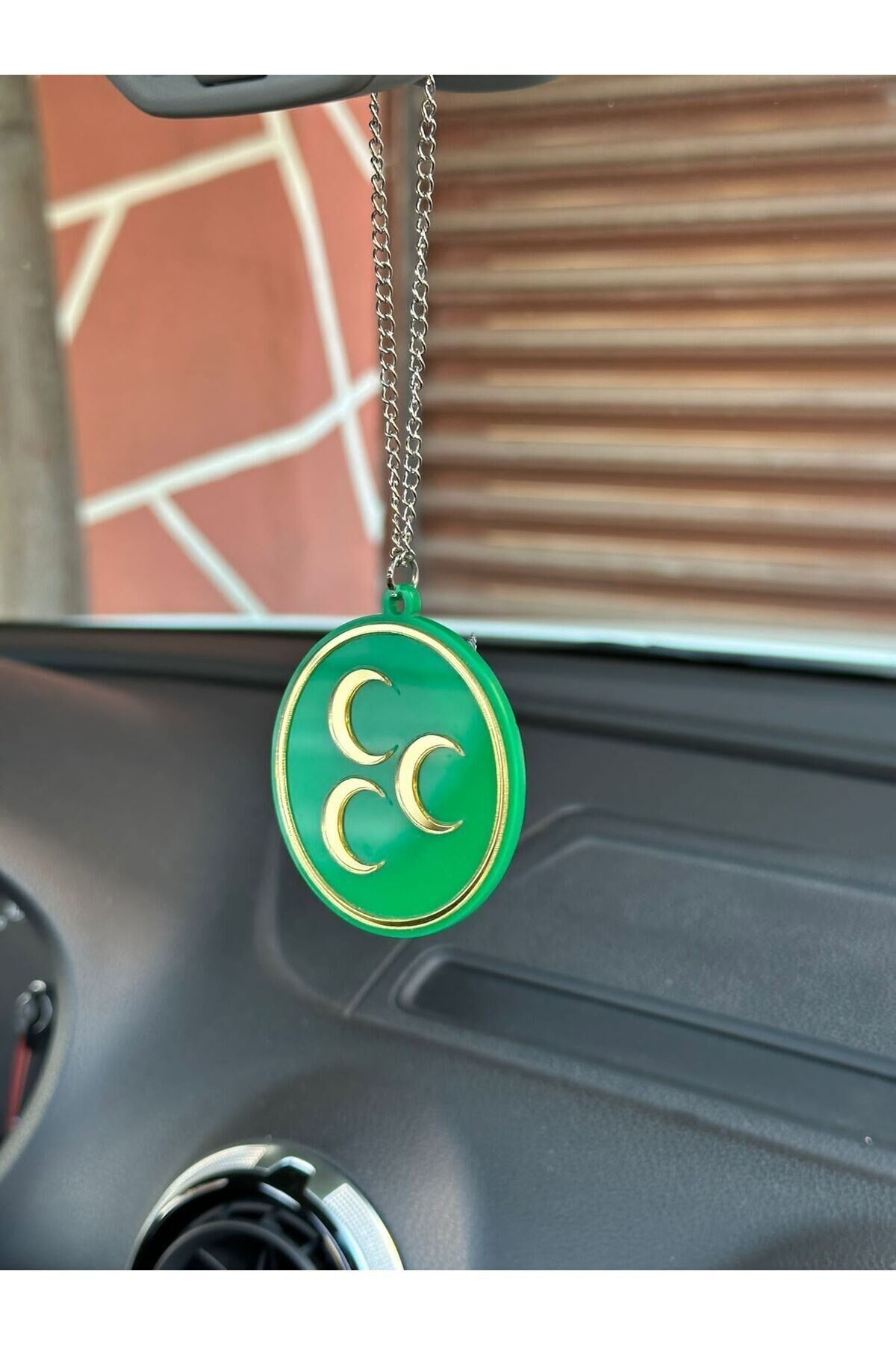 Üc hilal bozkurt dikiz ayna süsü (yeşil gold gri)