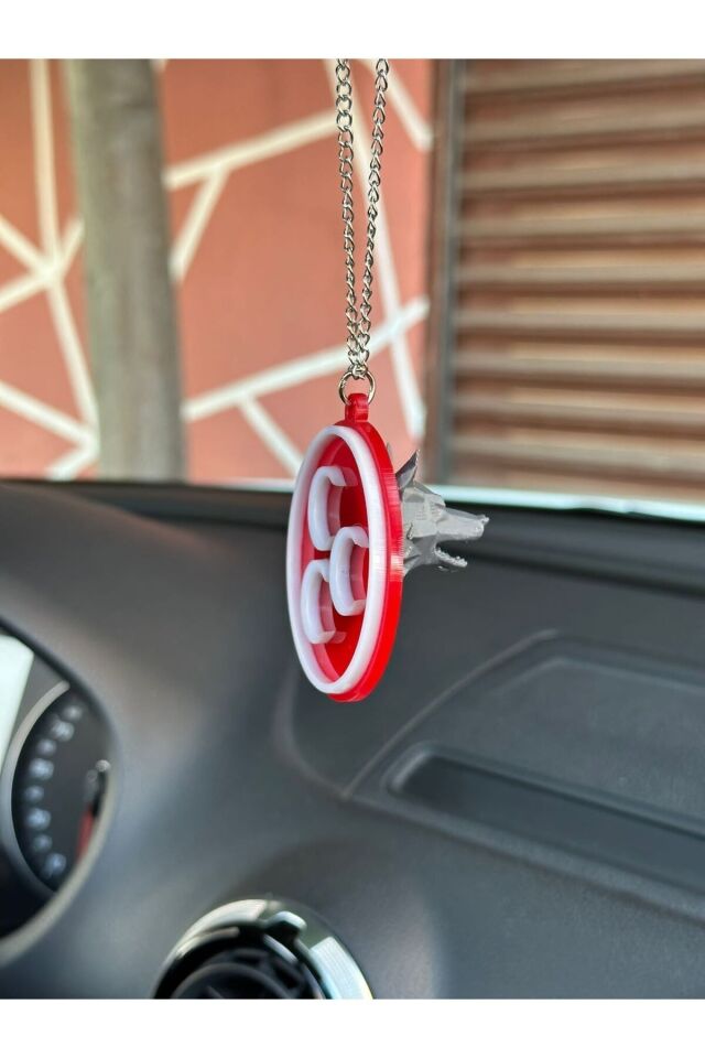 Üc hilal bozkurt dikiz ayna süsü (kırmızı beyaz gri)