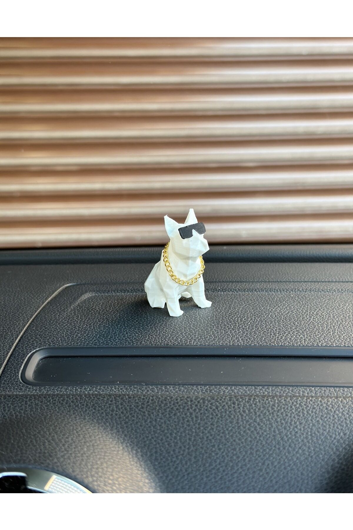 Altın zincirli pitbull torpido aksesuarı (BEYAZ )