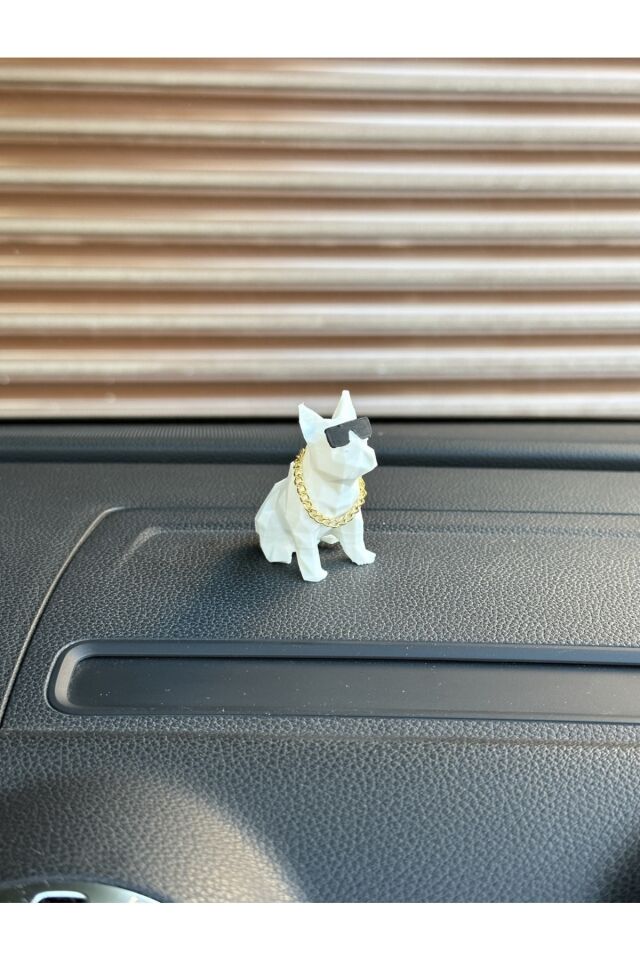 Altın zincirli pitbull torpido aksesuarı (BEYAZ )