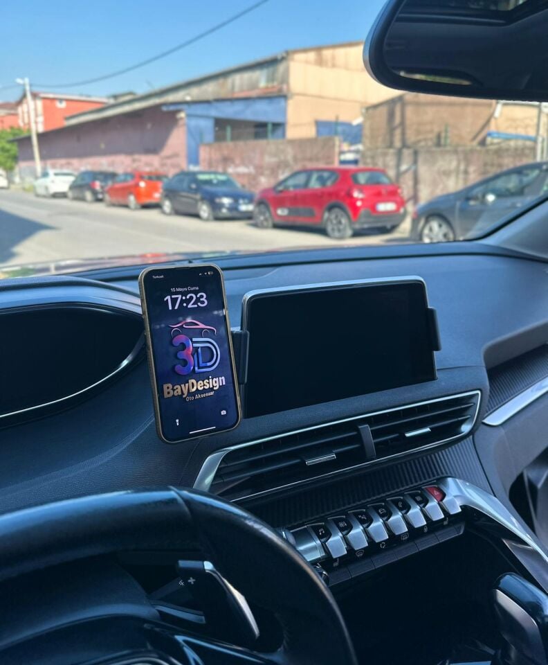 Peugeot 3008-5008 Ekrana Geçme 2016-2023 Magsafe Telefon Tutucu (Düz Ekranlı Gt Modele Uymaz)