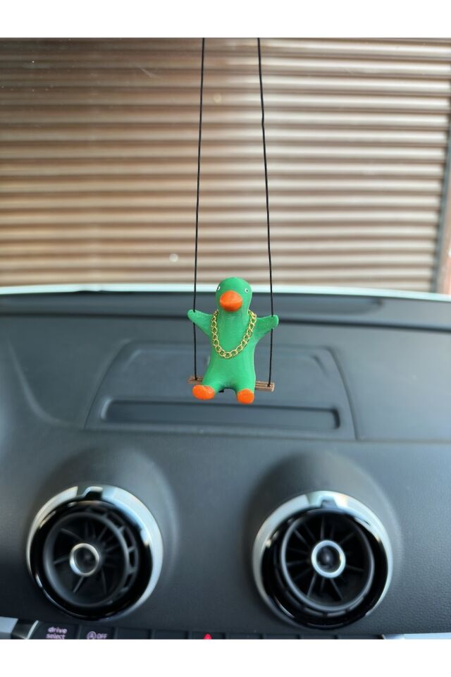 Altın Zincirli Sallanan Ördek Yeni Trend Dikiz Ayna Süsü (yeşil Turuncu)