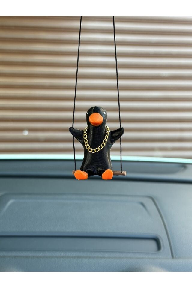 Altın Zincirli Sallanan Ördek Yeni Trend Dikiz Ayna Süsü (siyah Turuncu)