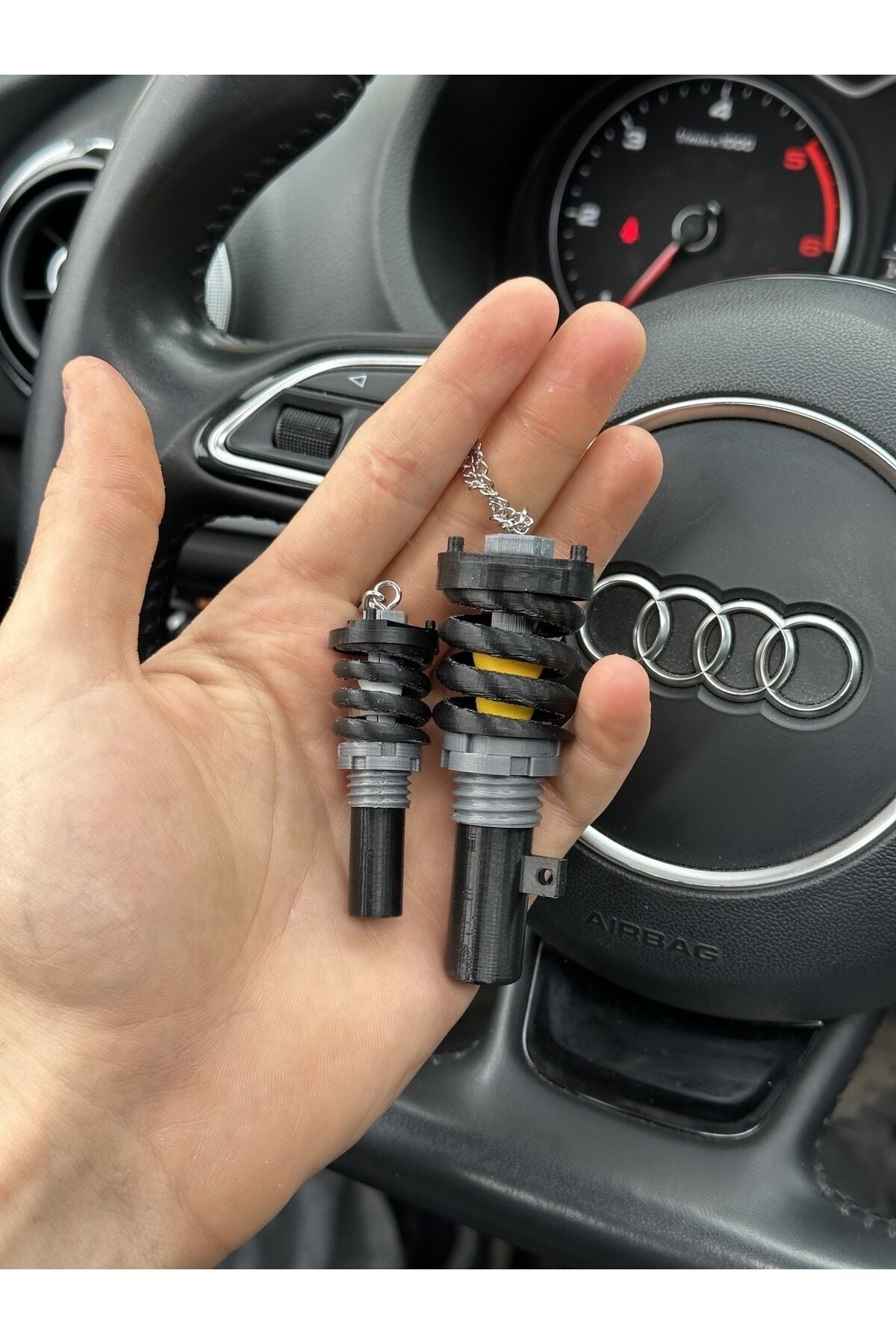 Coil Over Dikiz Ayna Süsü Ve Anahtarlık Seti (siyah)