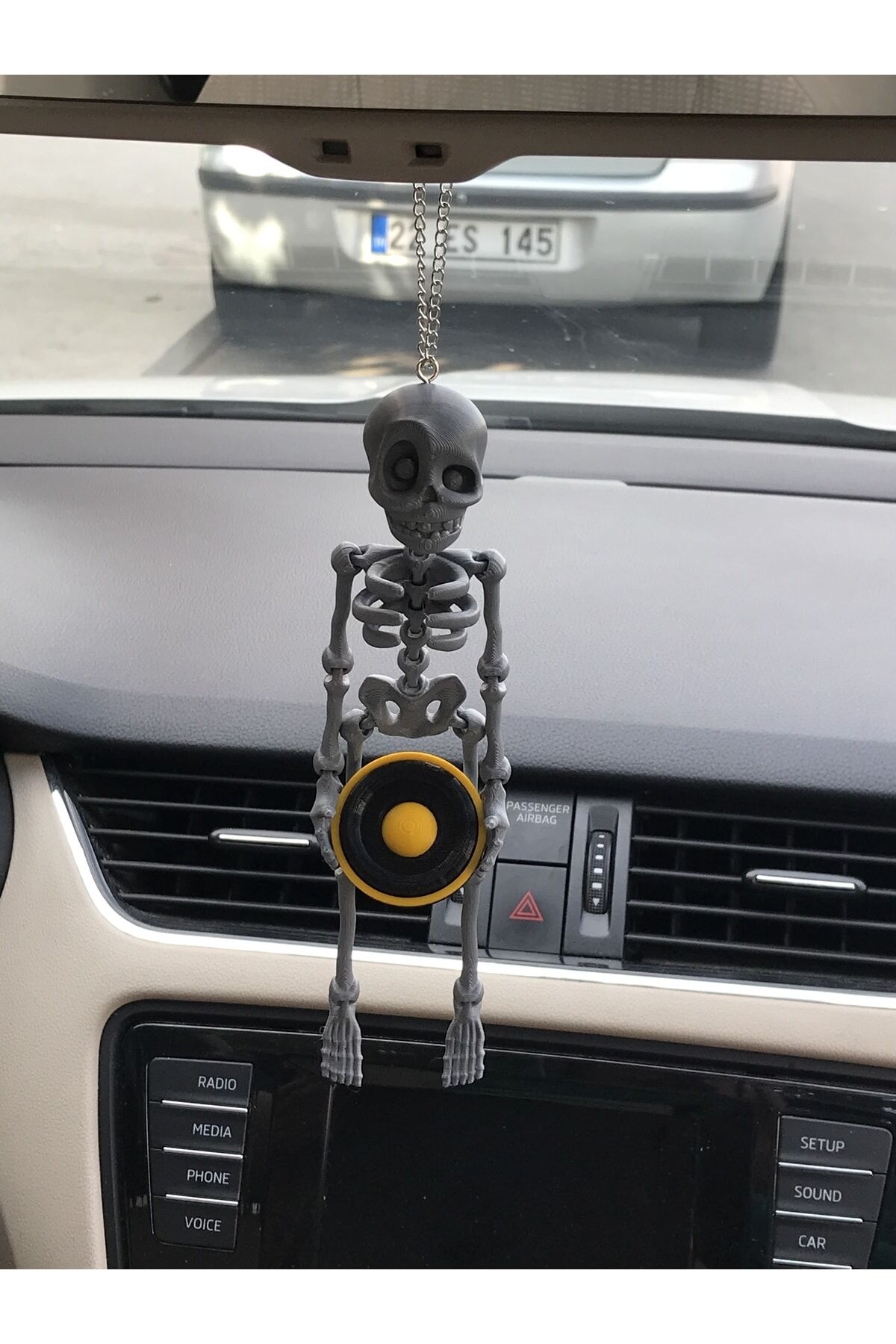 Bass Tutan Iskelet Ayna Süsü (gri Iskelet Sarı Bass)