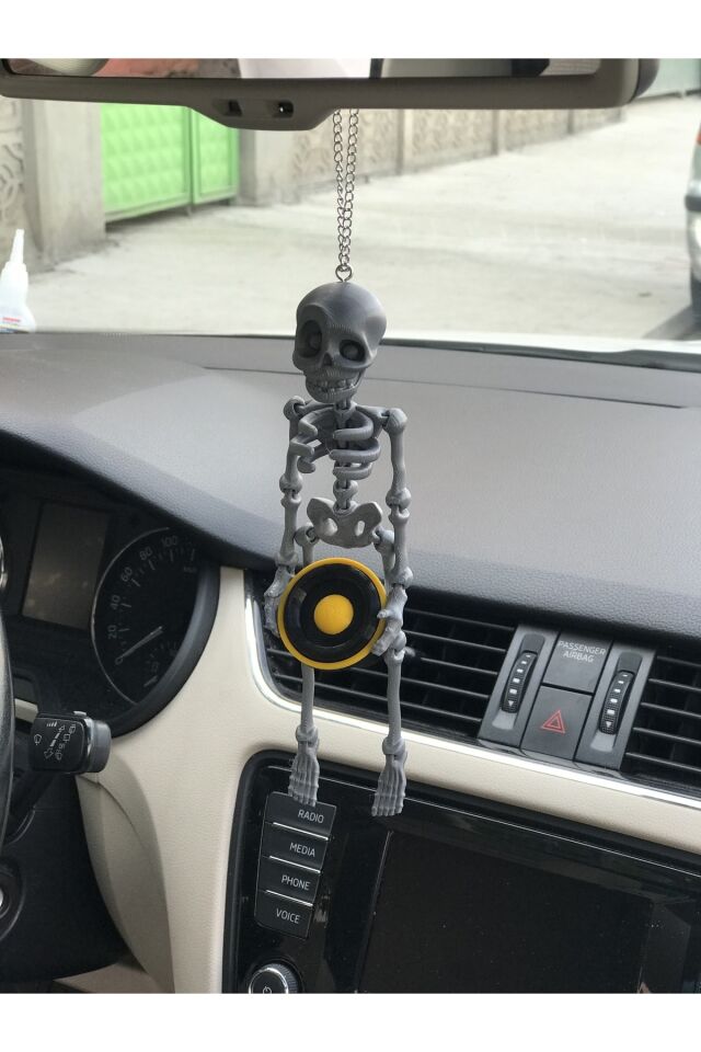 Bass Tutan Iskelet Ayna Süsü (gri Iskelet Sarı Bass)