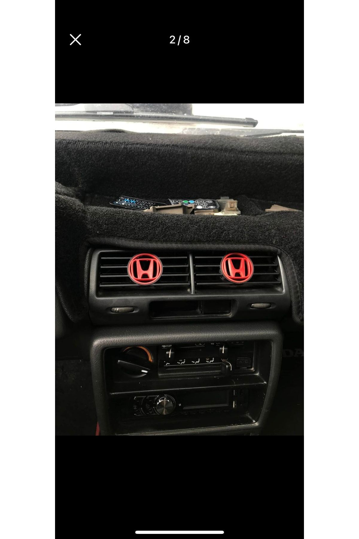 Ef Kasa Honda Civic Orta Konsol Amlemli Kalorifer Izgarası (KIRMIZI)(1990-1991 Sedan Kasa Için