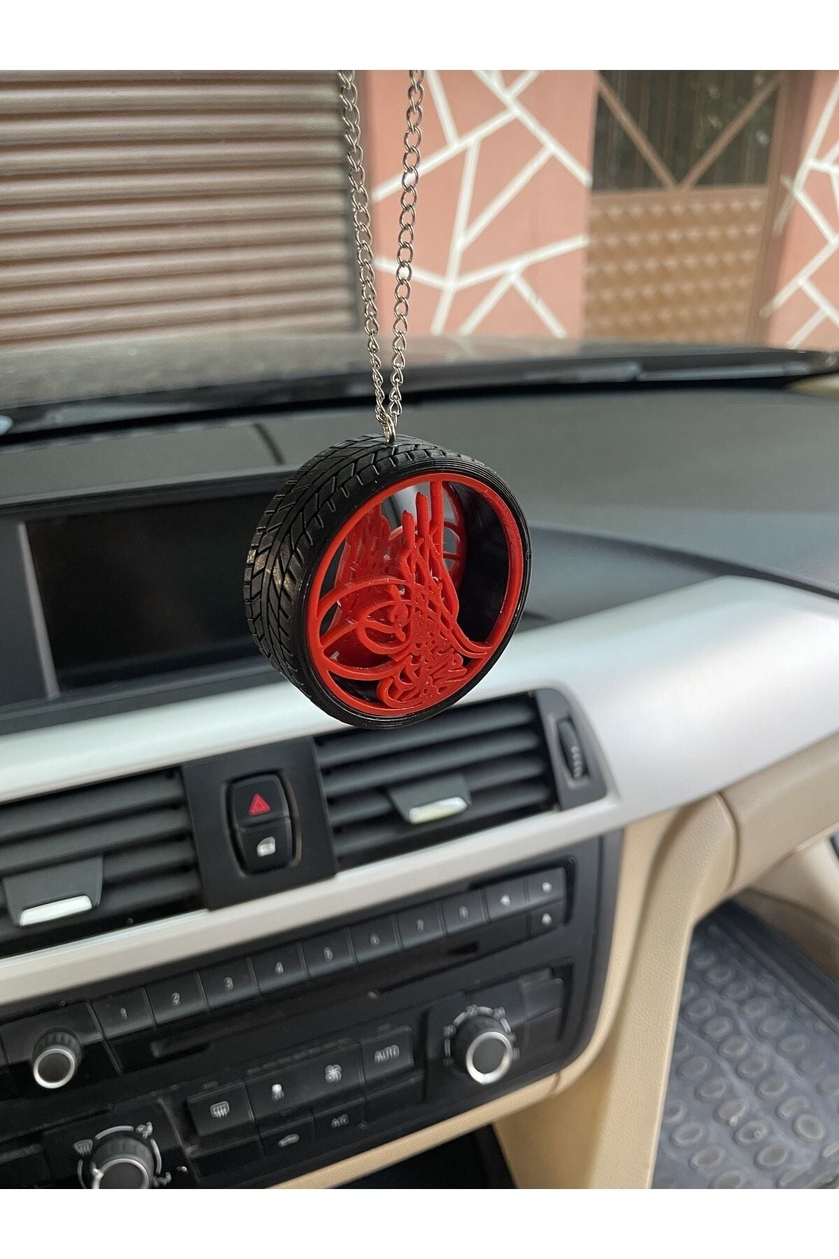 Osmanlı Tuğrası Lastik Içi Ayna Süsü (kırmızı)