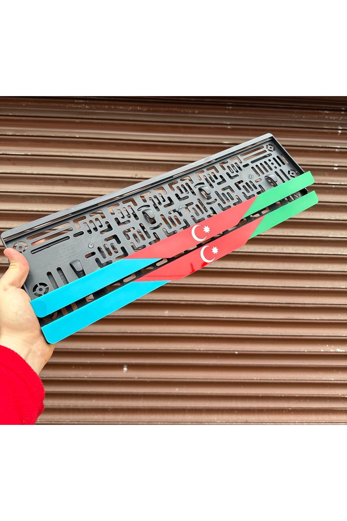 Azerbaycan Bayrağı Ultra Parlak Pleksi Plakalık (2 Adet Büyük)