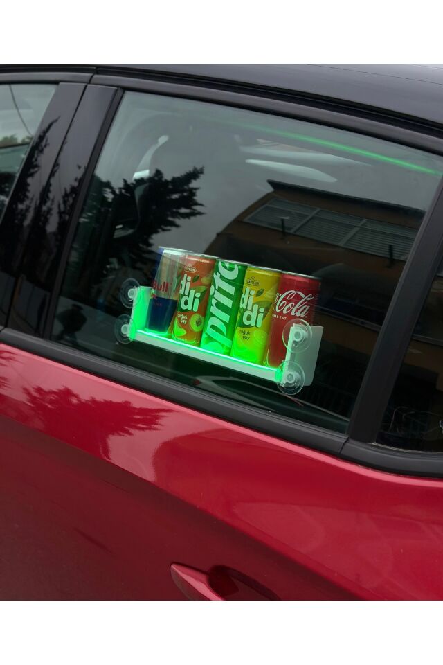Işıklı (Neon led) Araç İçi Vantuzlu Dekor İçecek Stantı Yeşil