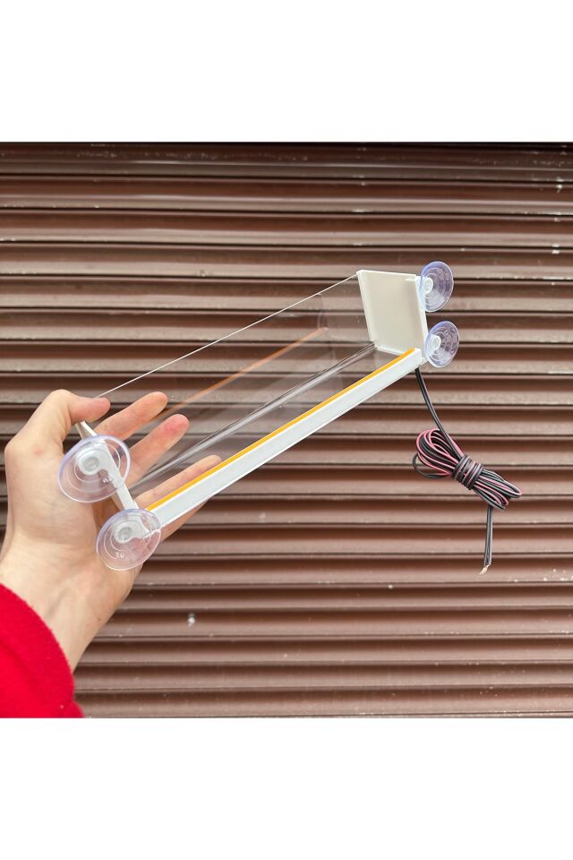 Işıklı (Neon led) Araç İçi Vantuzlu Dekor İçecek Stantı Amber Sarı