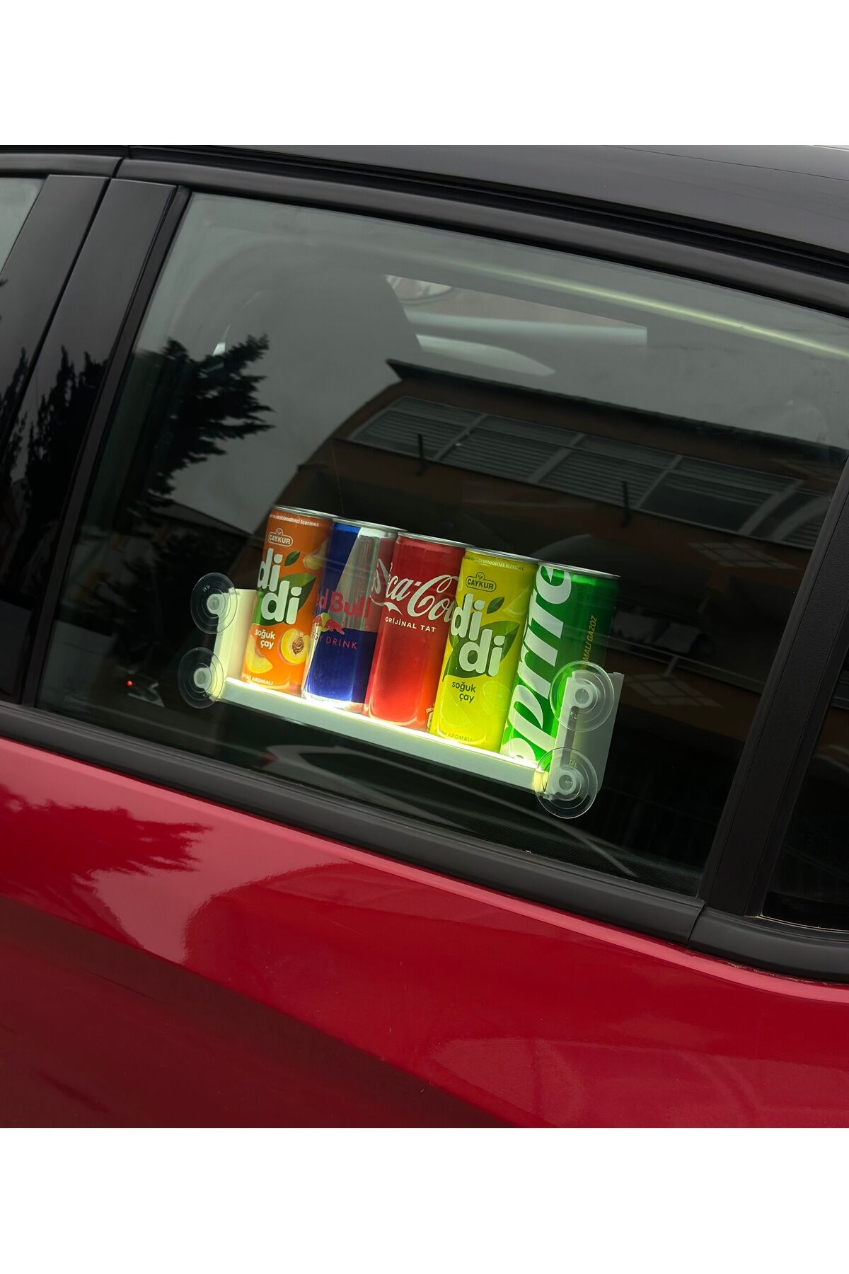 Işıklı (Neon led) Araç İçi Vantuzlu Dekor İçecek Stantı Beyaz