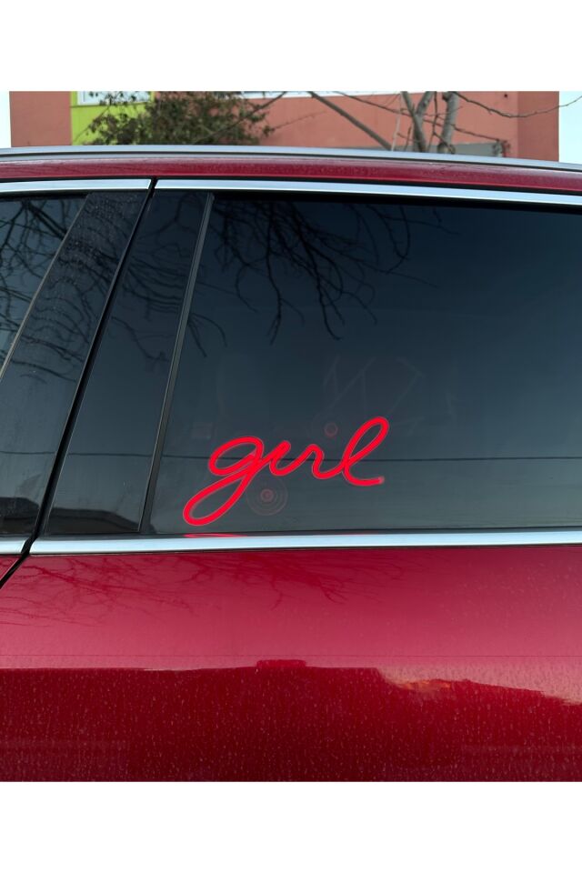 Araç içi neon led ışıklı dekor GIRL (12 volt vantuzlu KIRMIZI )