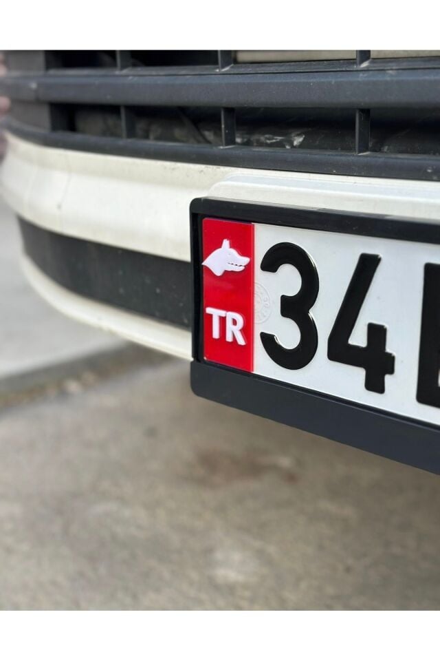Kurt başı Pleksi Plaka Tr 2 Adet (Kırmızı Beyaz)