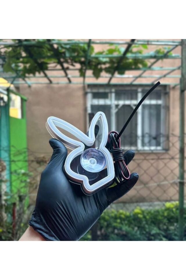 Araç içi neon led ışıklı dekor PLAYBOY (12 volt vantuzlu BEYAZ)