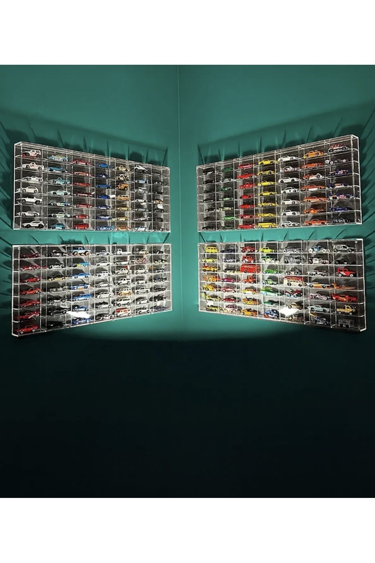 49 Kapasiteli Pleksi Kapaklı HotWheels Sergileme Rafı Diecast Araba 1:64 Ölçek