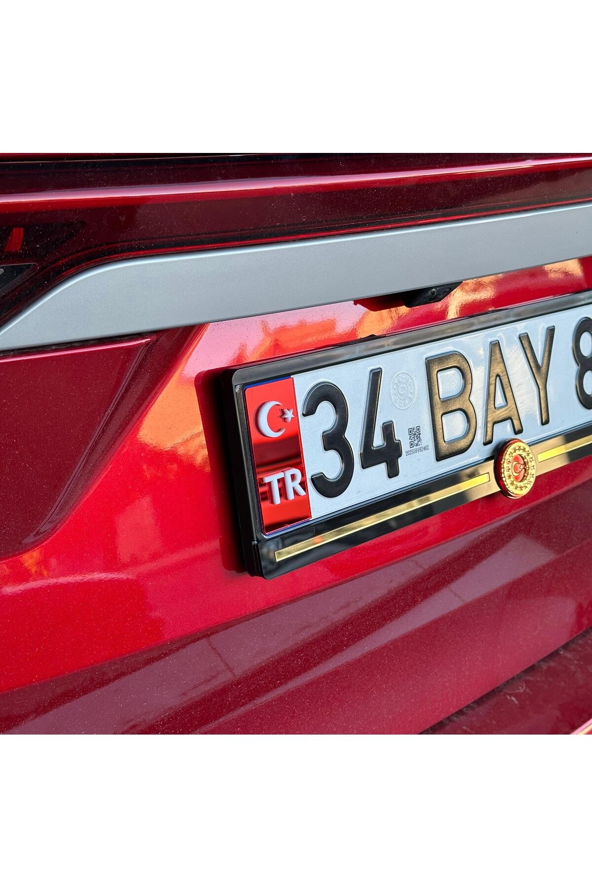 Tr Pleksi Plakalık (Kırımızı krom-Beyaz) 2 Adet Kendinden Yapışkanlı