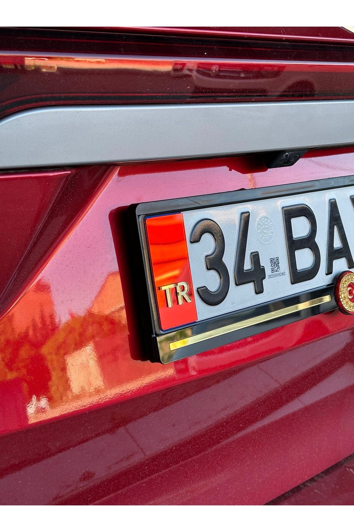 Tr Pleksi Plakalık (Kırımızı krom-Gold) 2 Adet Kendinden Yapışkanlı