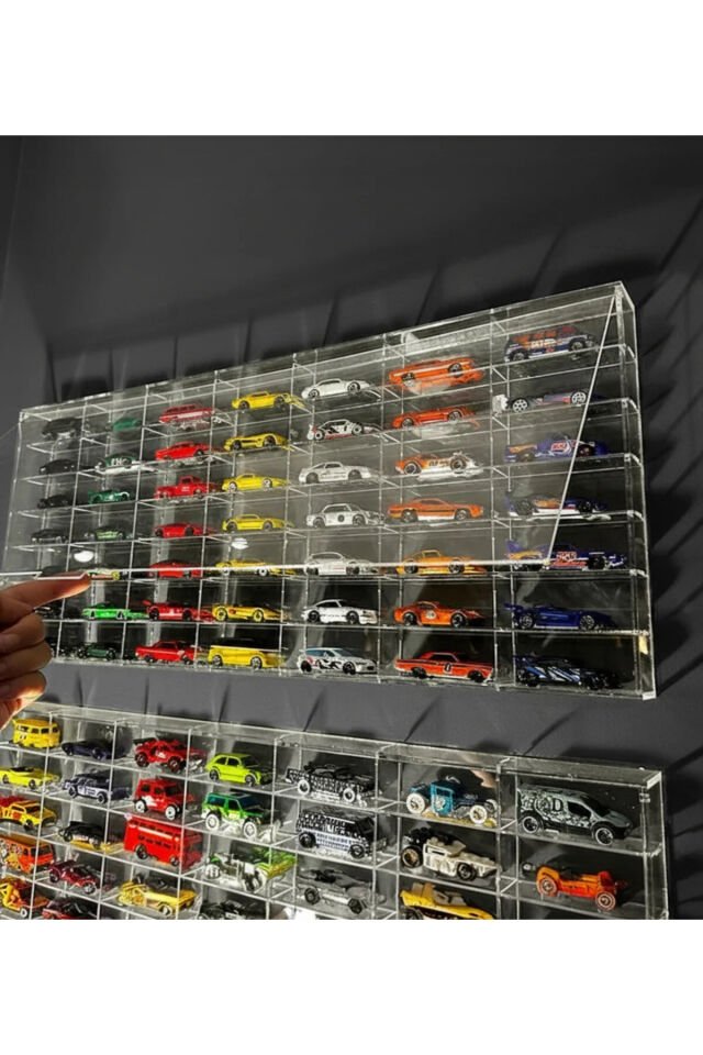 TIVIVOR Ekonomik 49 Kapasiteli Pleksi Kapaklı Sergileme Rafı Diecast Matchbox Araba 1:64 Ölçek