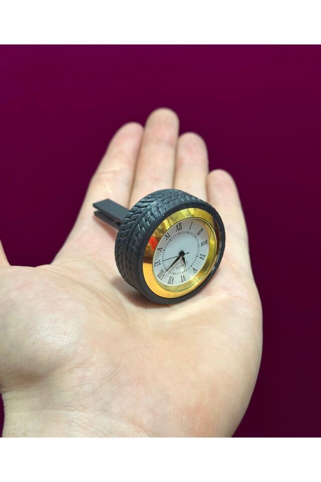 Universal Lastik İçi Dekor Analog Saat (Gold)