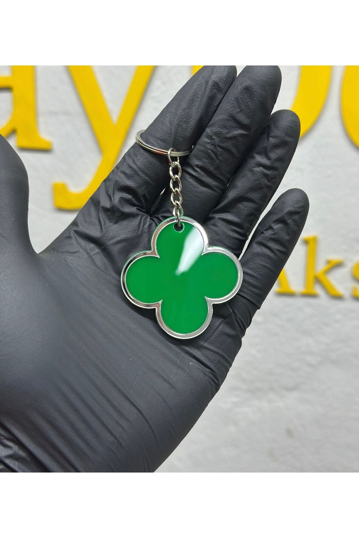 Yonca Anahtarlık(Yeşil-Krom)