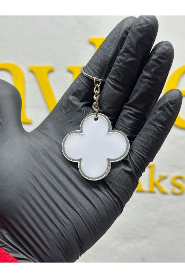 Yonca Anahtarlık(Beyaz-Krom)