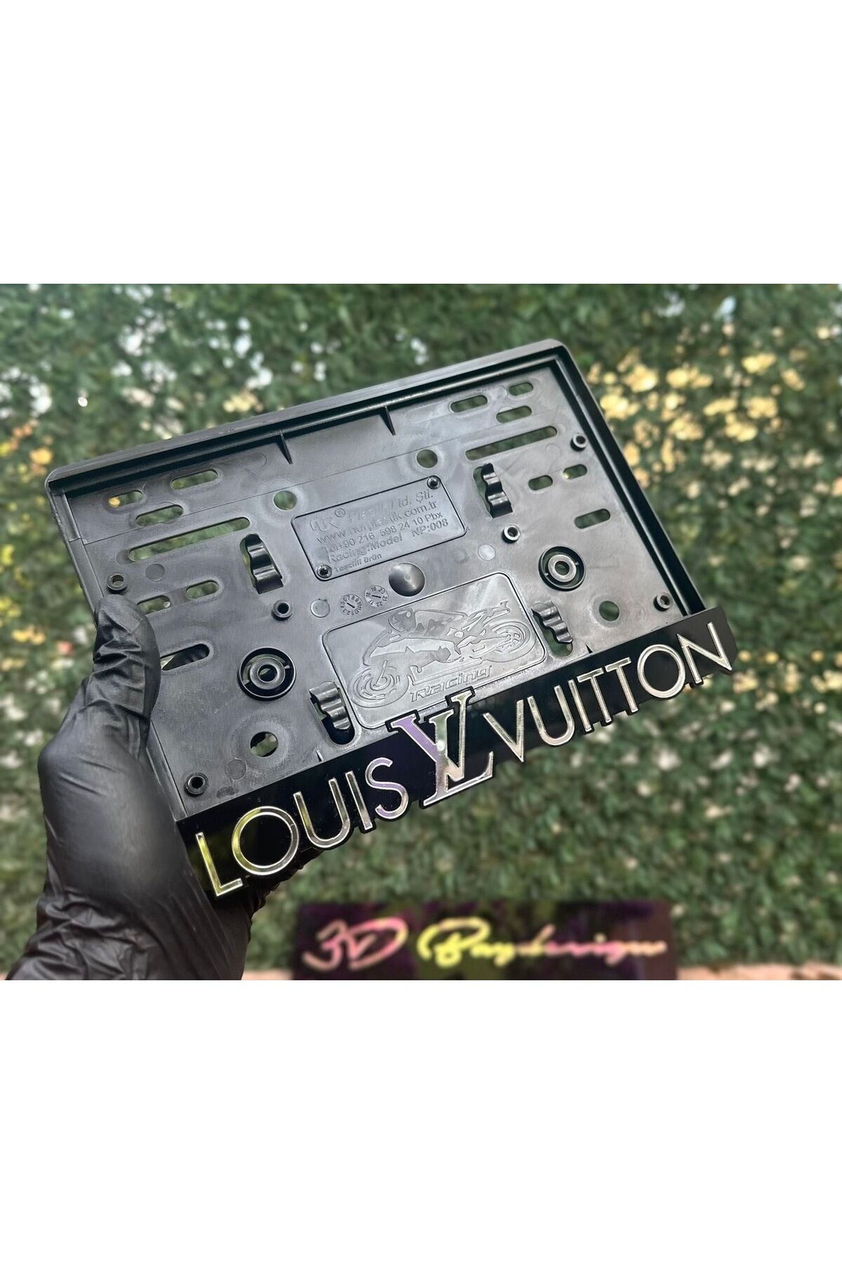 Louis Vuttion Motorsiklet Plakalığı (Siyah Krom