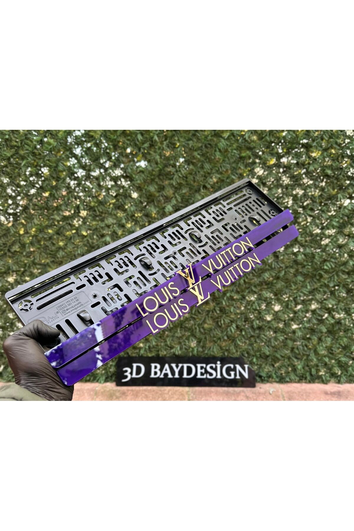 Louis Vuttion Pleksi Plakalık (2 Adet Büyük)(Mor-Gold)