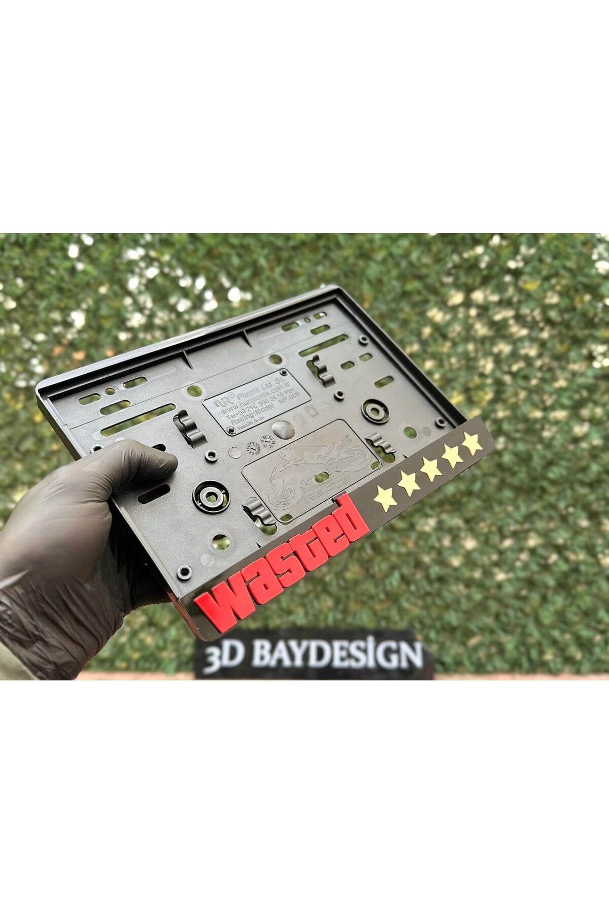 Wasted Motorsiklet Plakalığı Siyah Kırmızı Gold