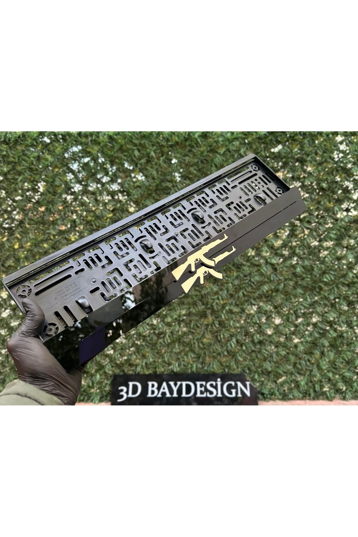 AK47 Pleksi Plakalık (2 Adet Büyük) SİYAH-GOLD Uyumlu