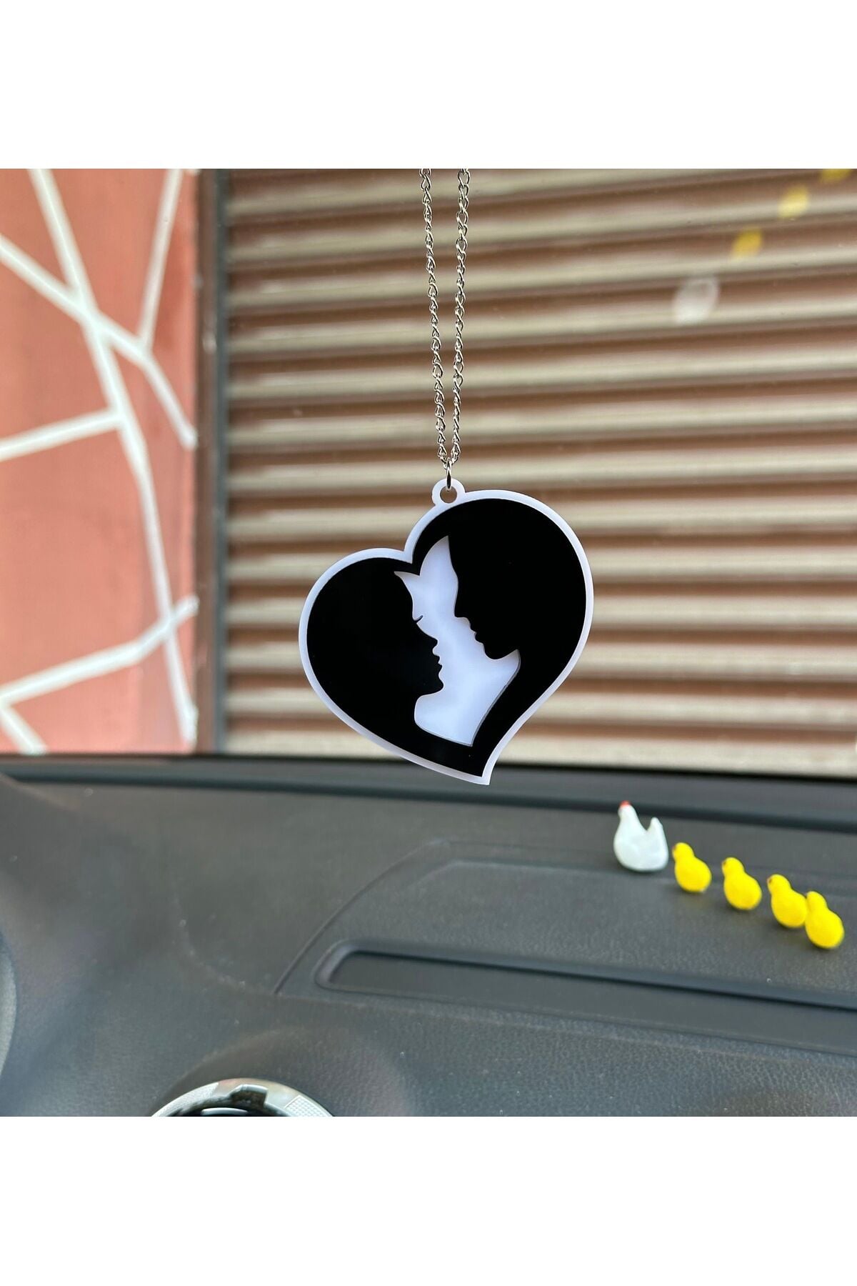 Aşk’ın Siluet Dikiz Ayna Süsü  (beyaz-siyah)
