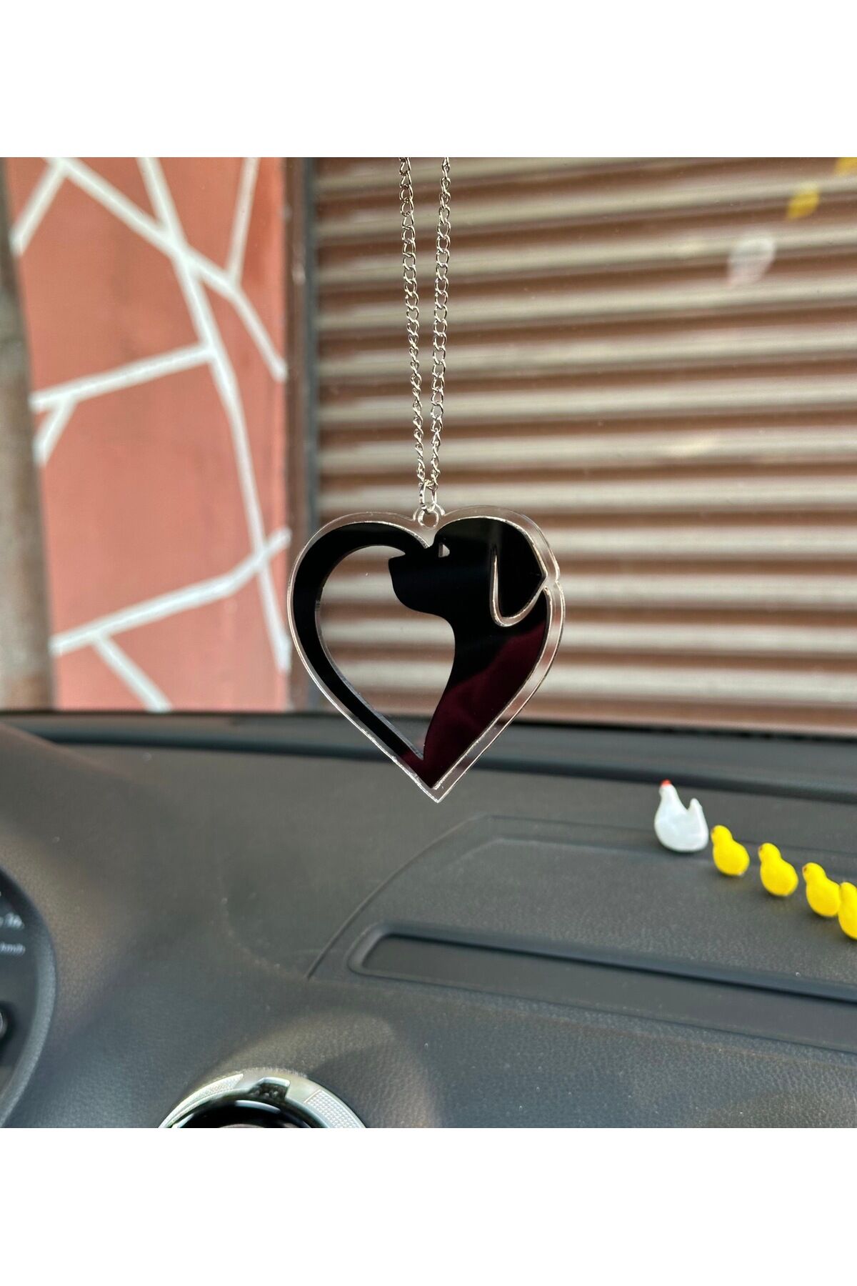 Köpek Siluet Dikiz Ayna Süsü  (seffaf-siyah)